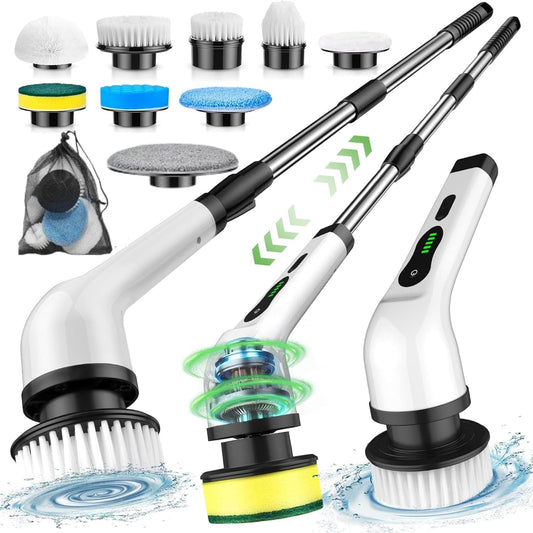 Electric Spin Scrubber 9-in-1 Cordless Cleaning Brush , Adjustable Speed & LED Display