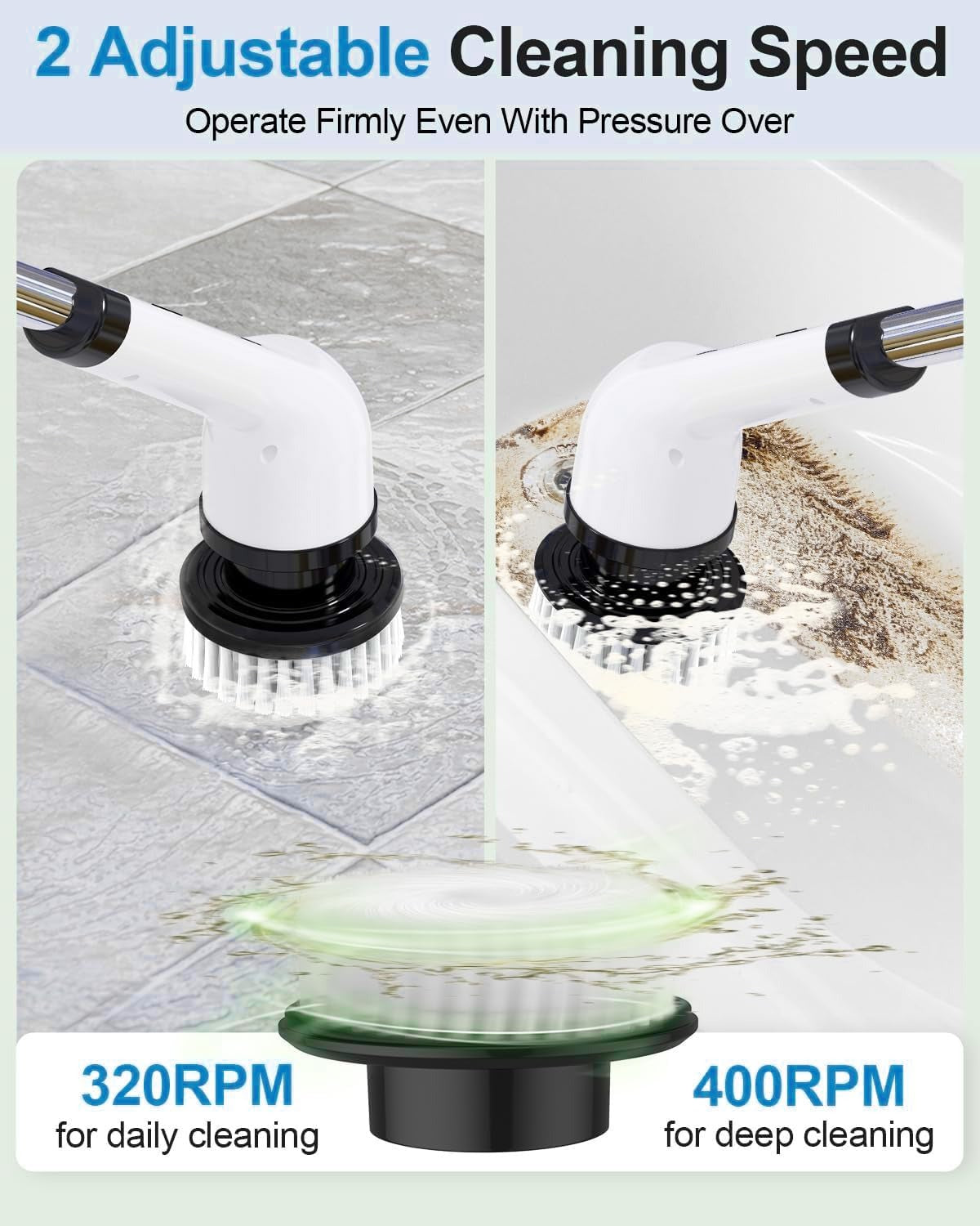 Electric Spin Scrubber 9-in-1 Cordless Cleaning Brush , Adjustable Speed & LED Display