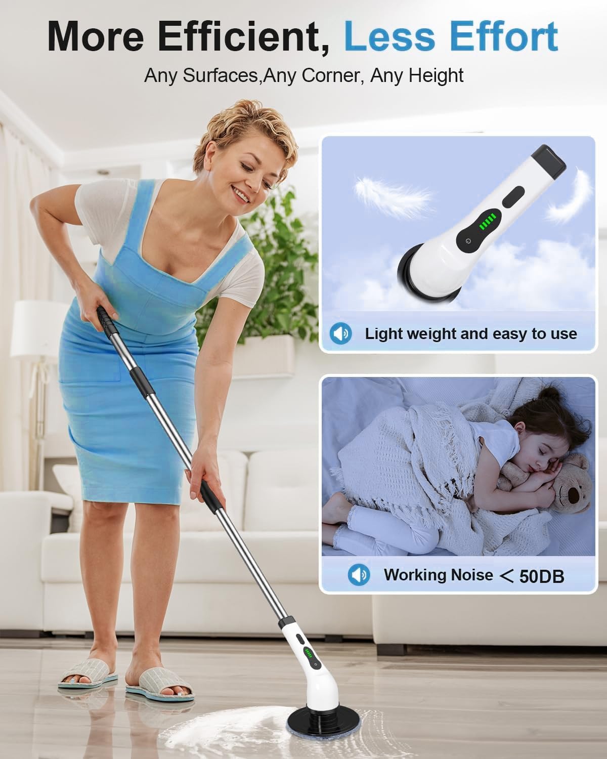Electric Spin Scrubber 9-in-1 Cordless Cleaning Brush , Adjustable Speed & LED Display